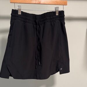 Black Athletic Drawstring Skort with Side Slits